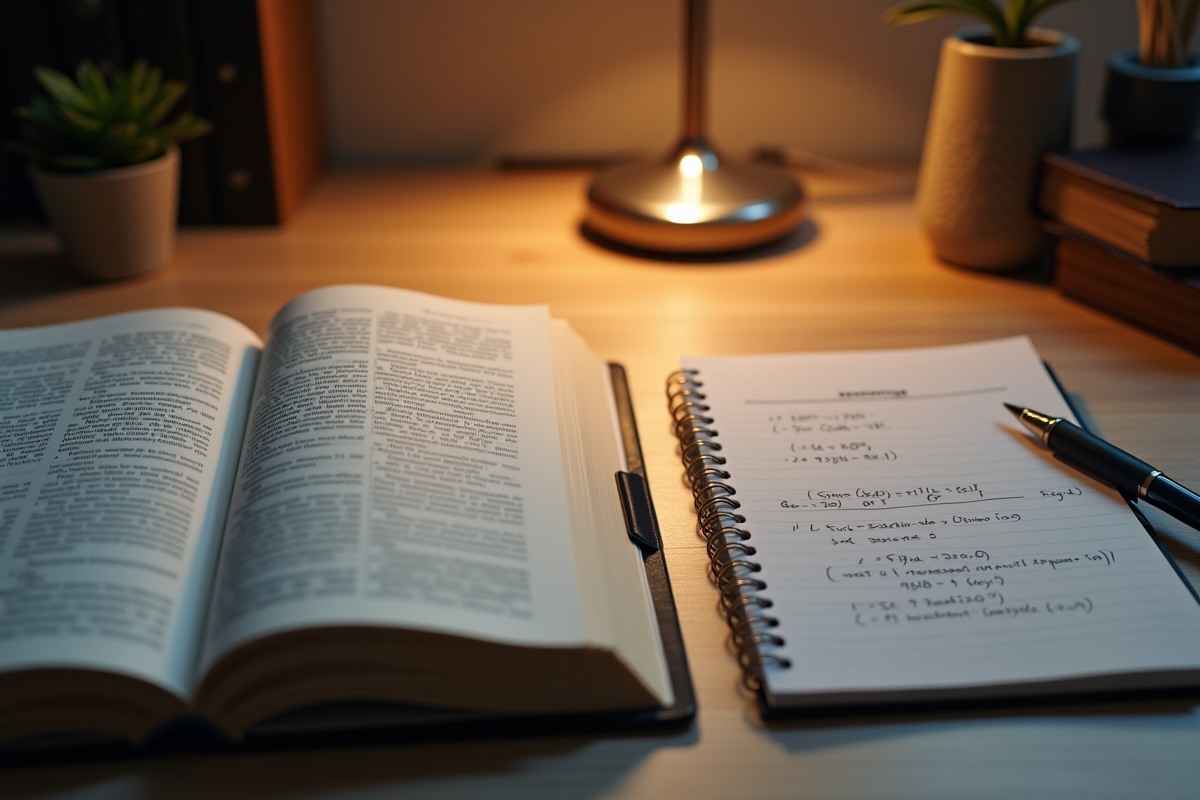 Carnets et formules de comptabilite sur un bureau cosy