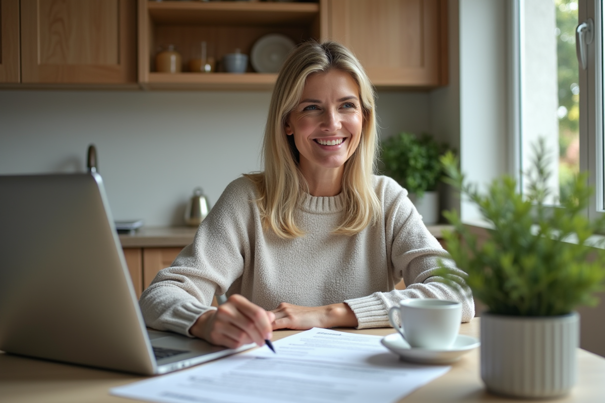Femme de 40 ans cherchant un emploi à la maison
