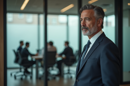 Homme d'affaires réfléchi dans un bureau moderne