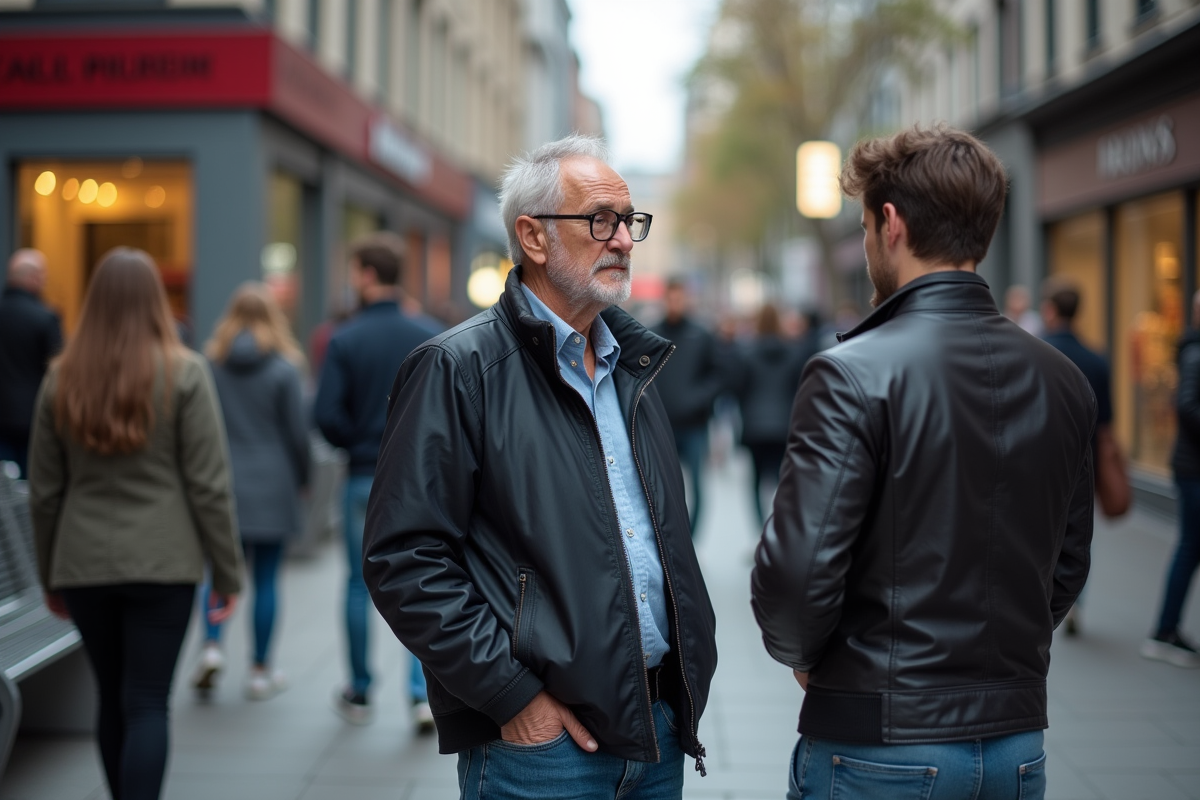 Homme d age regardant une groupe de jeunes