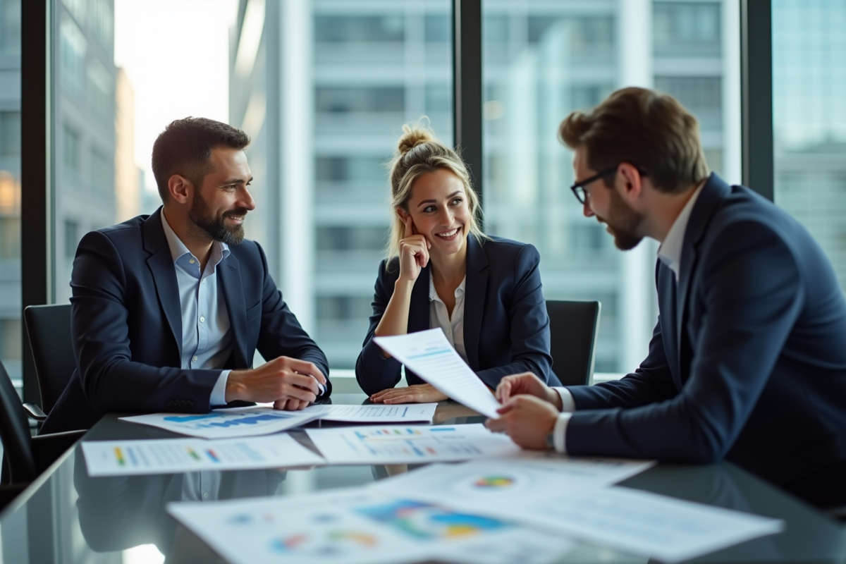 Groupe de professionnels discutant autour d une table de réunion